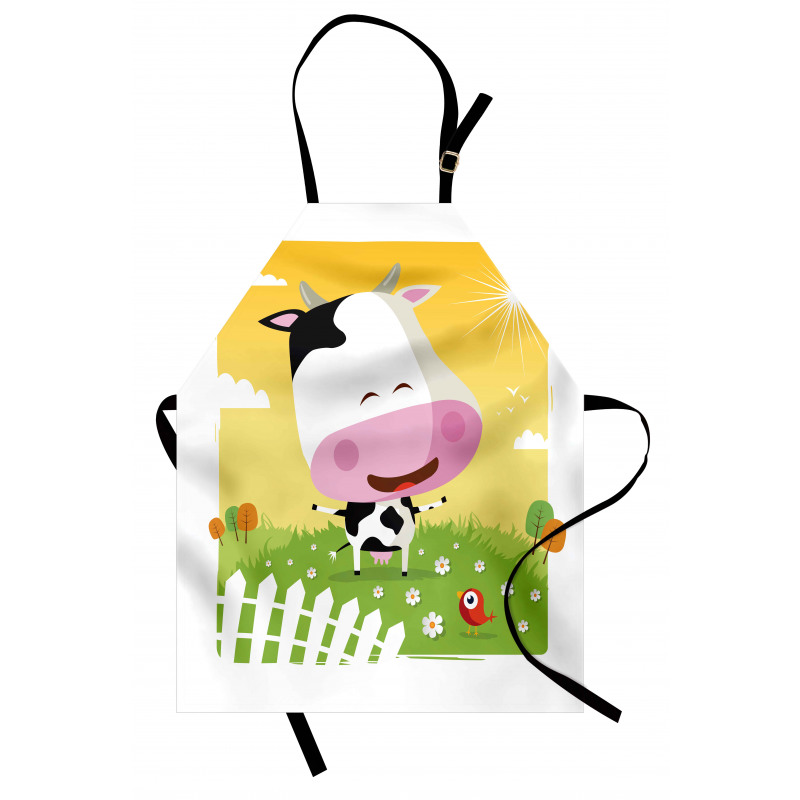 Happy Cartoon Cow Ranch Apron