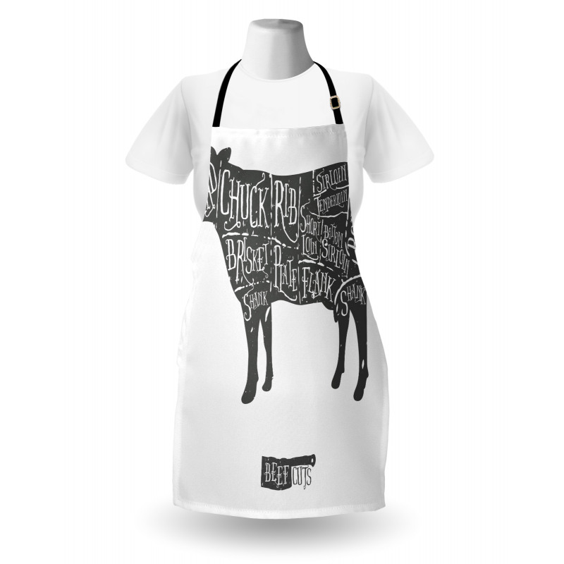 Hand-Drawn Butcher Cuts Apron