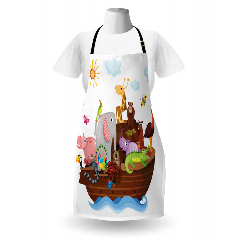 Animals in Ship Cartoon Apron