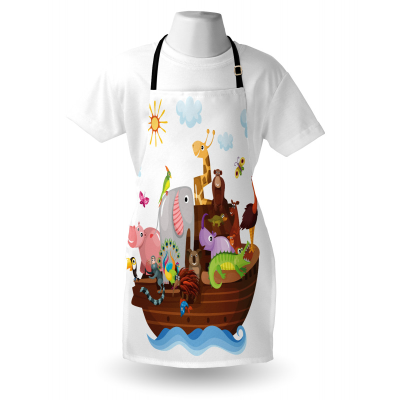 Animals in Ship Cartoon Apron