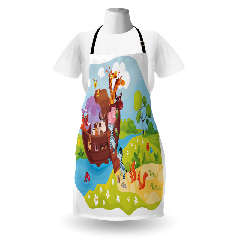 Animals Boarding Ark Motif Apron