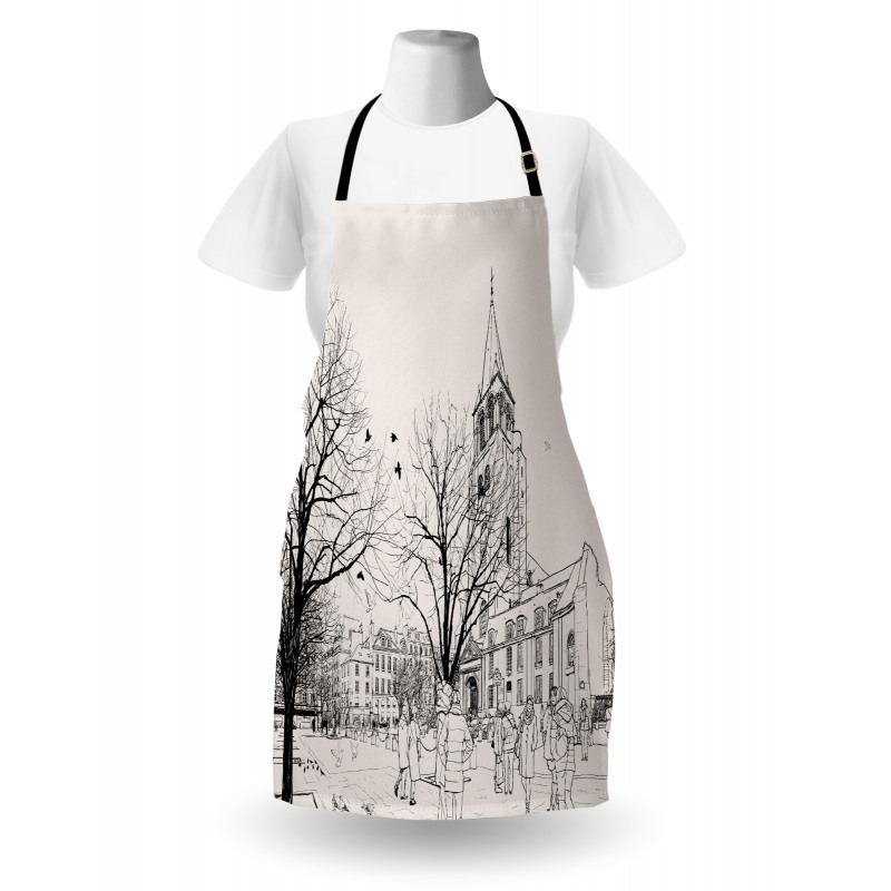 Walking People Winter Apron