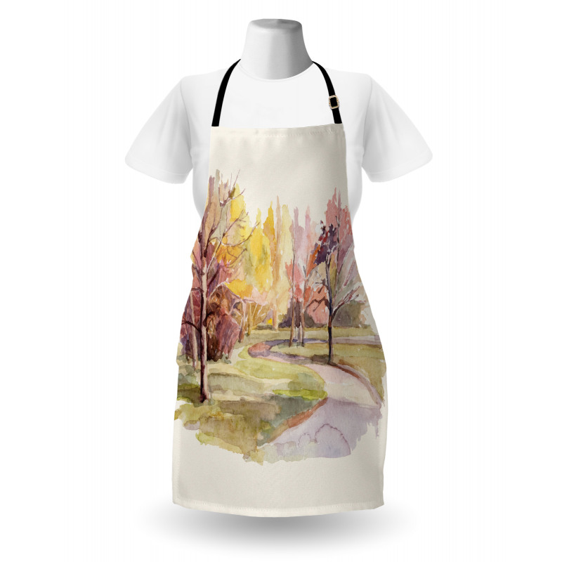 Watercolor Trees and Road Apron