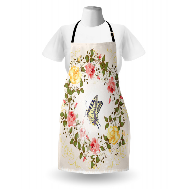 Vintage Wreath Butterfly Apron