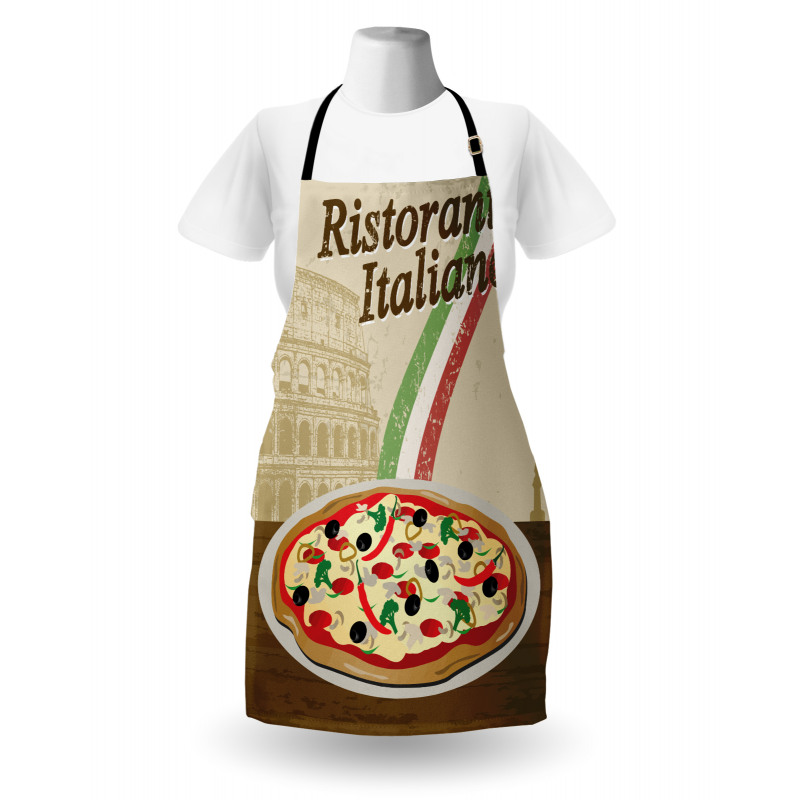 Pizza Mutfak Önlüğü İtalyan Restoranında Çıkma Yuvarlak Yiyecek