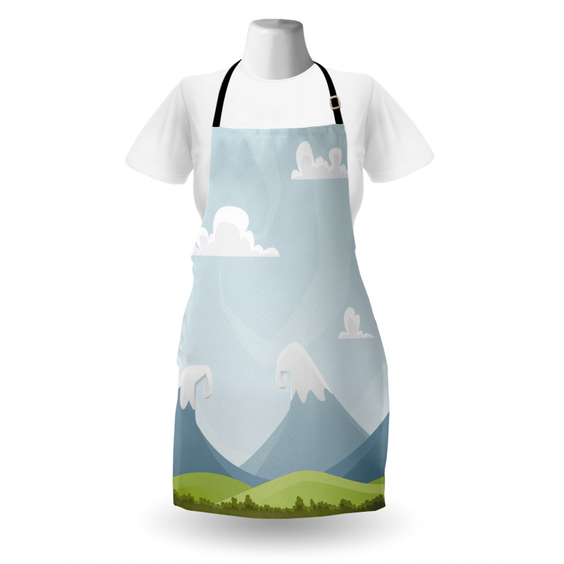 Cartoon Mountains Idyllic Apron