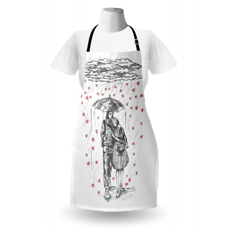 Couple on Rainy Day Apron