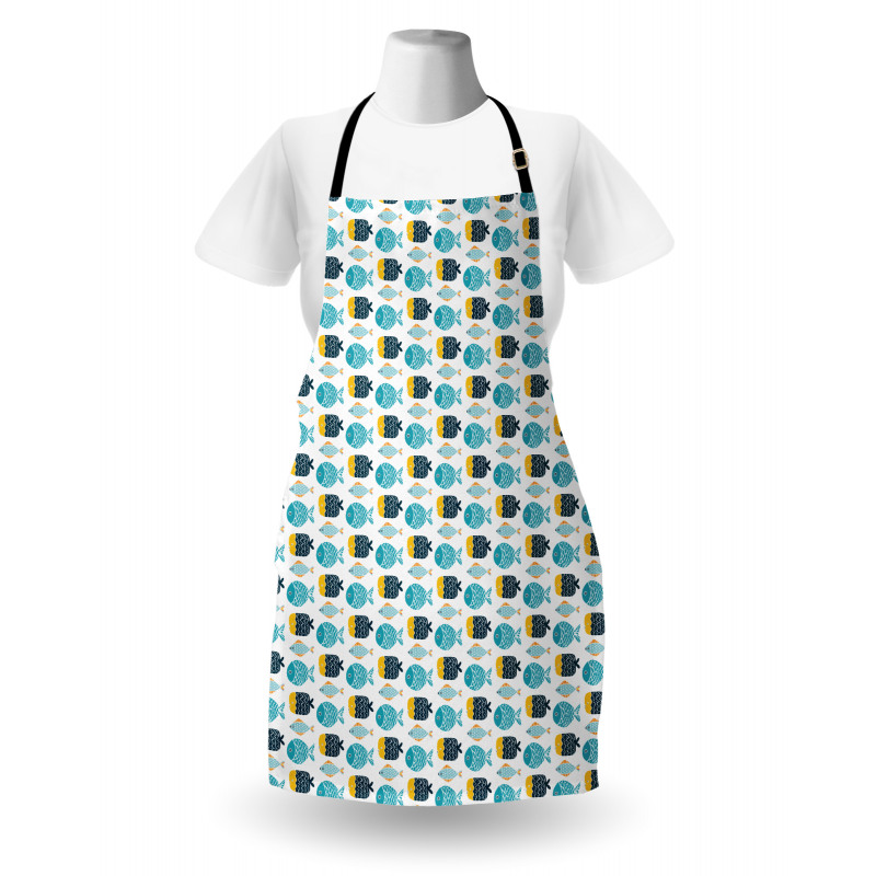 Cartoon Style Scale Motifs Apron