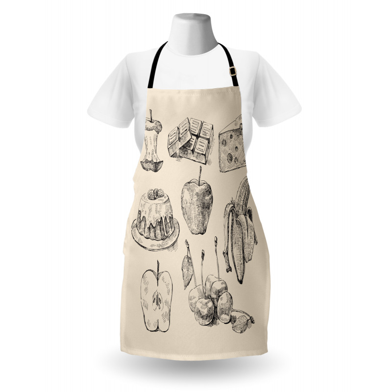 Hand-Drawn Sketch Meals Apron