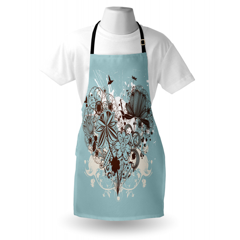 Heart Shape with Dragonflies Apron