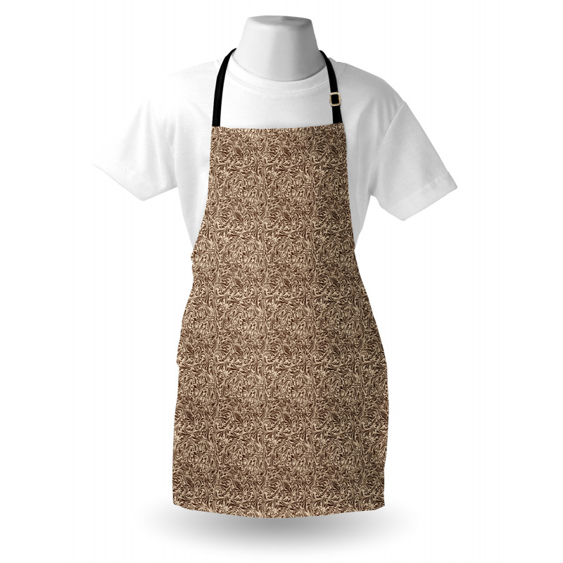 Retro Curly Floral Lines Apron