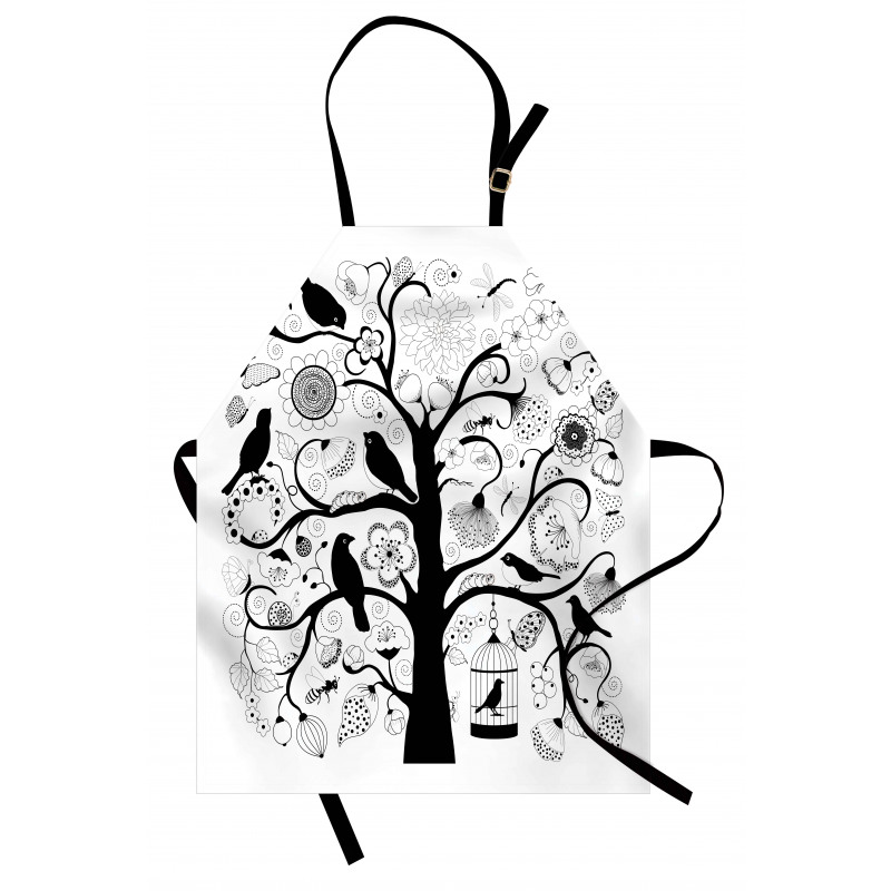 Tree Flowers Birds Apron