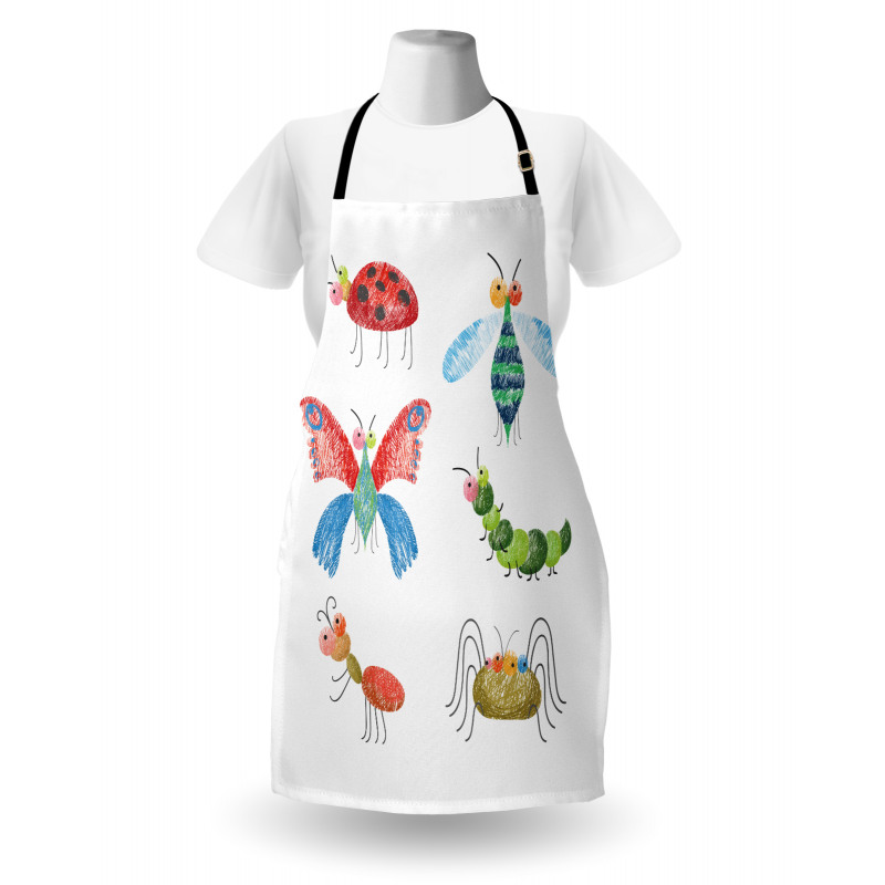 Hand Drawn Bug Pattern Apron