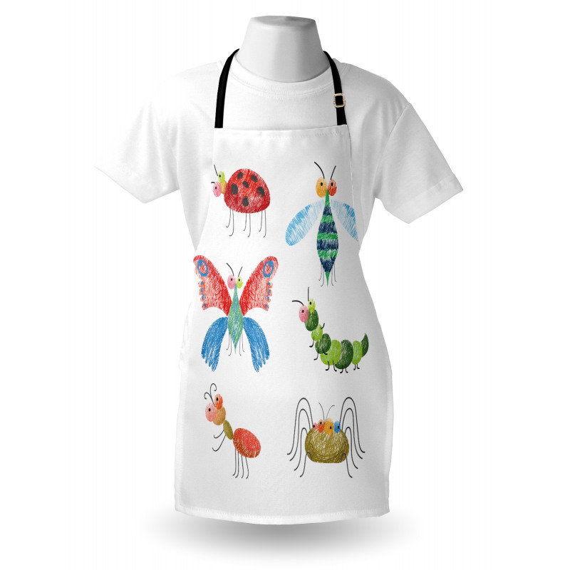 Hand Drawn Bug Pattern Apron