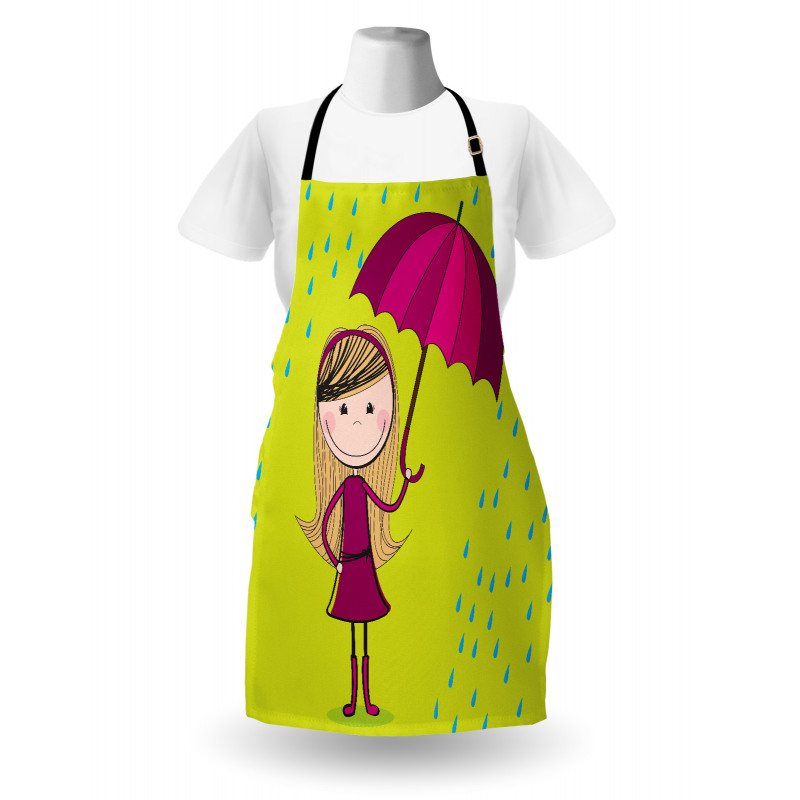 Little Girl Under Raindrop Apron