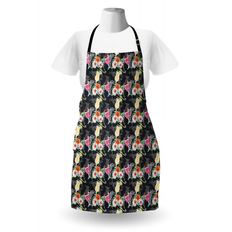 Cocktails Hibiscus Zebra Apron