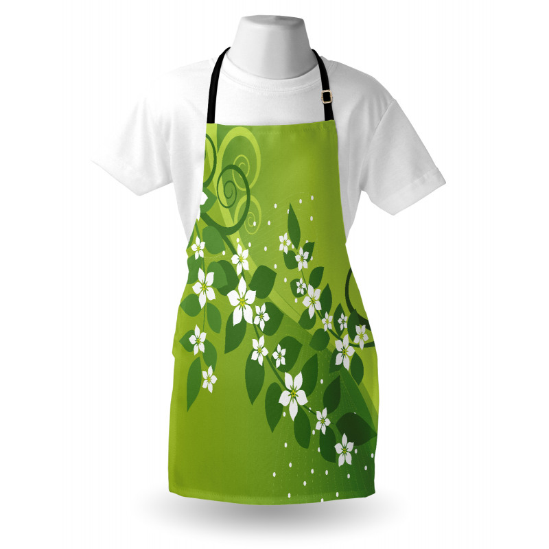 Graphic Curvy Leaves Apron