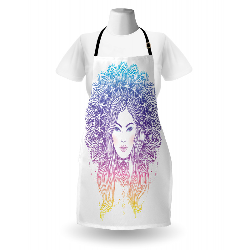 Boho Girl Feather Mandala Apron