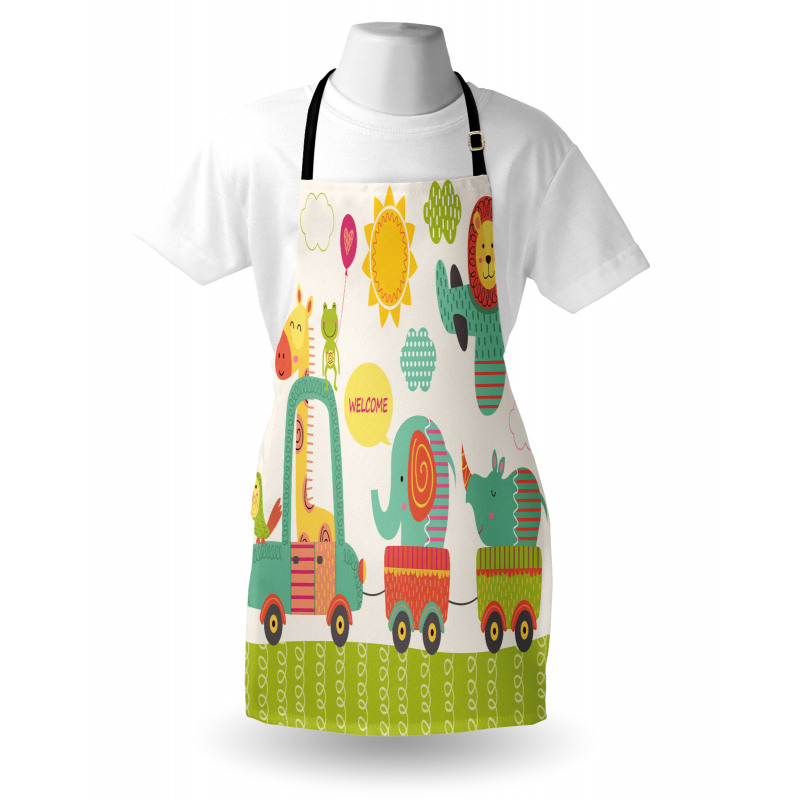 Train with Jungle Animals Apron