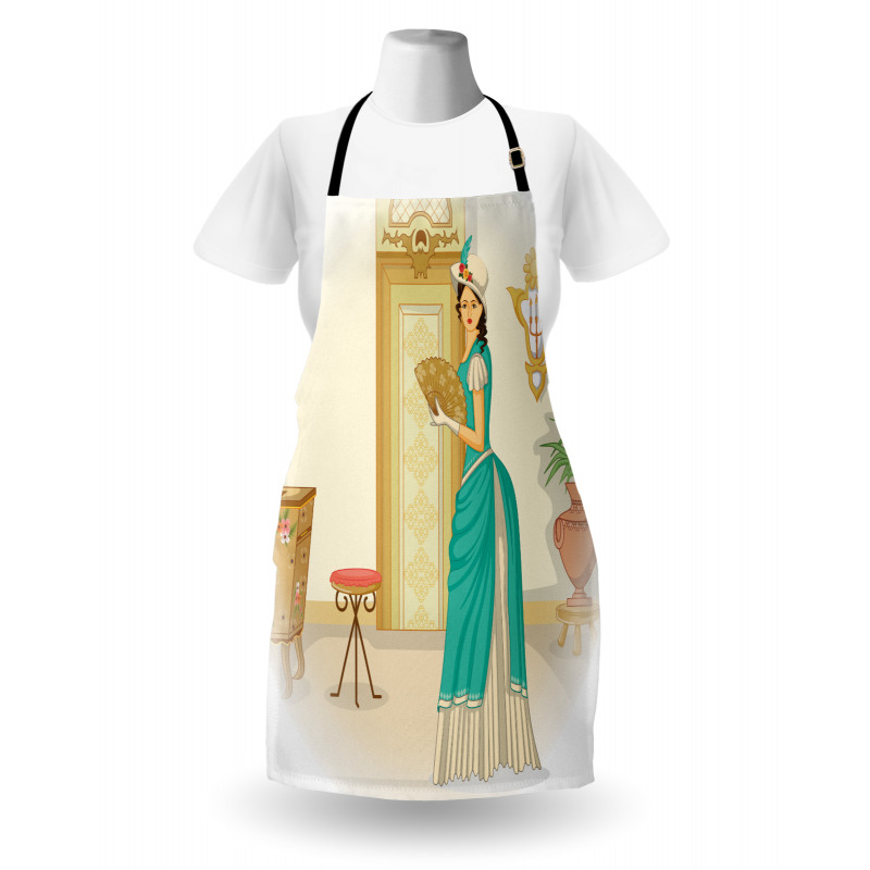 Vintage Woman Hand Fan Apron