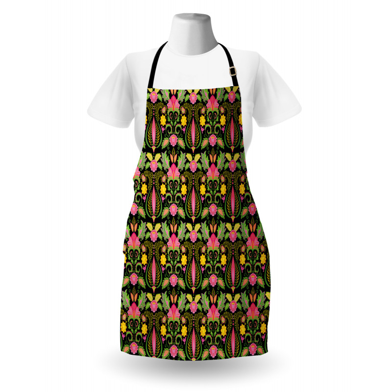 Exotic Flowers Feathers Apron