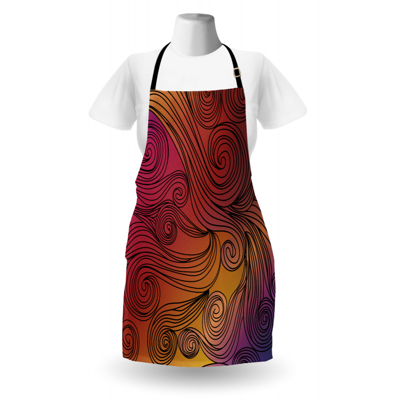 Doodle Waves with Stripes Apron