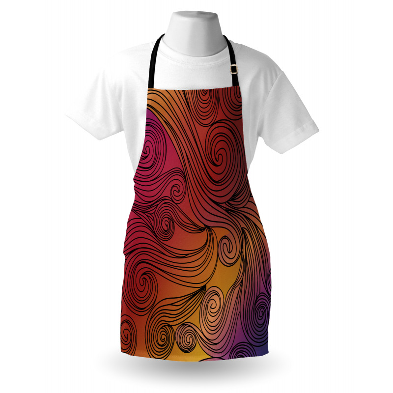 Doodle Waves with Stripes Apron