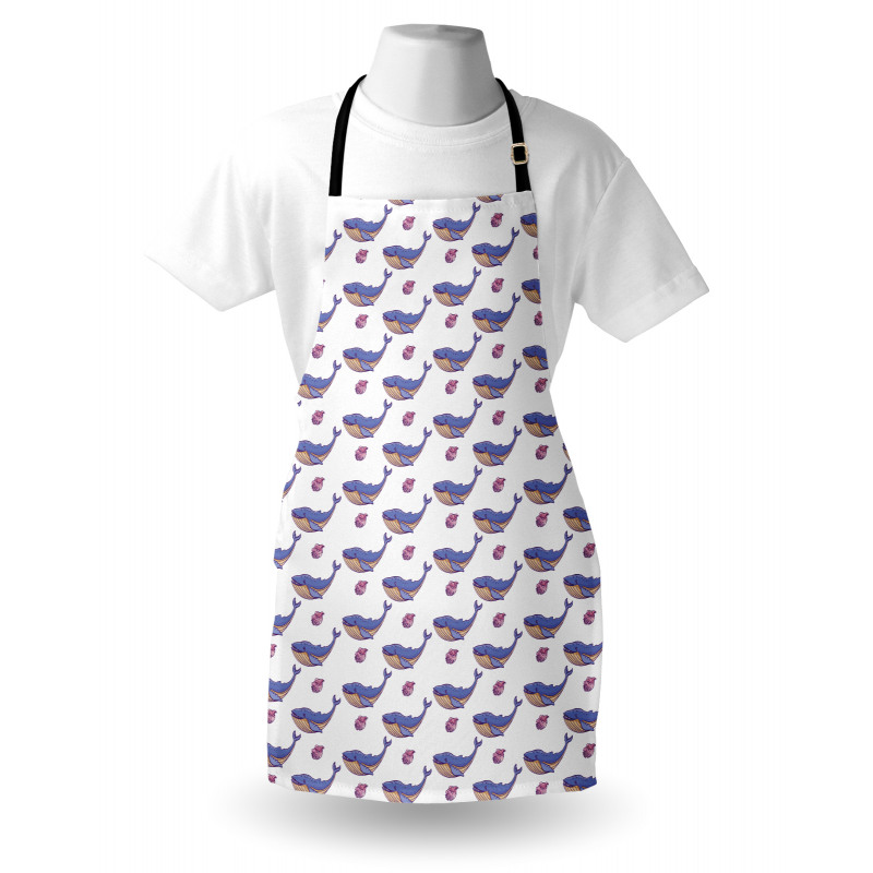 Jolly Blue Whale Seashell Apron