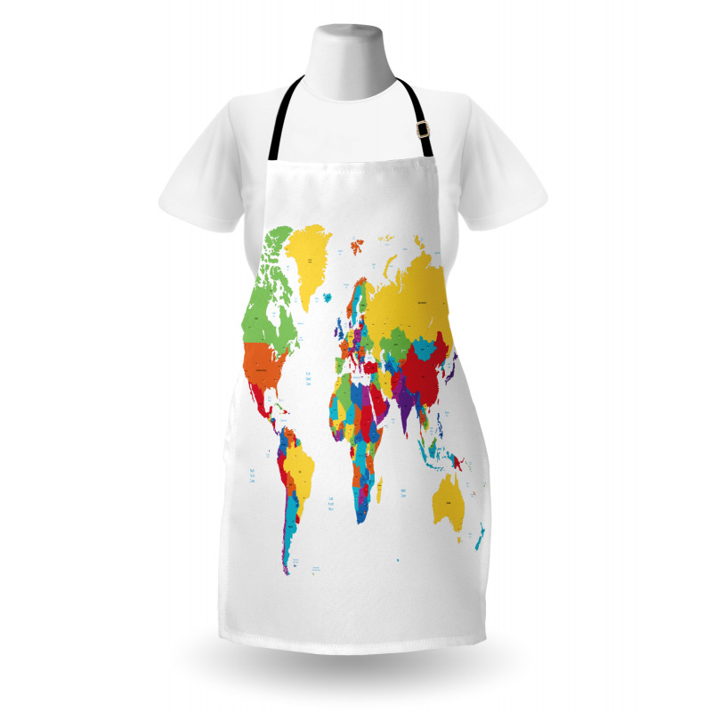 Haritalar Mutfak Önlüğü Dünya Haritası Renkli Stil Desenli
