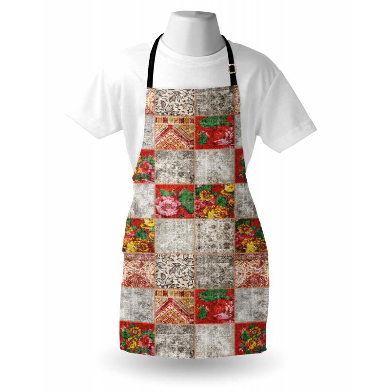 Folkloric Grunge Flowers Apron