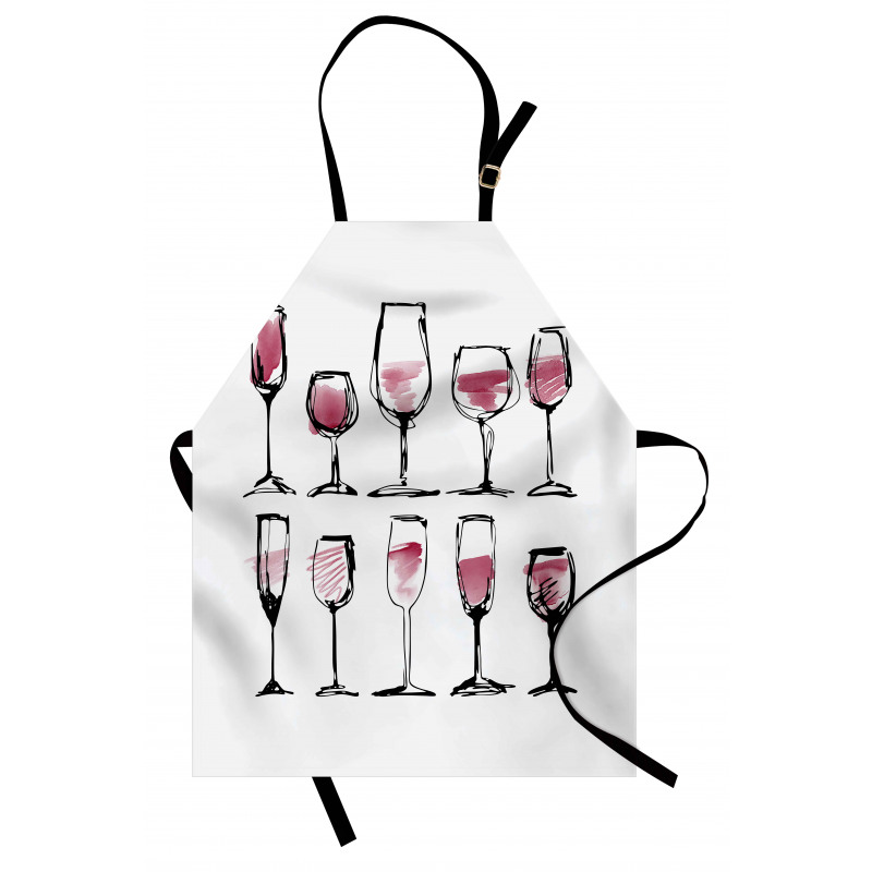 Sketch Wine Glasses Apron