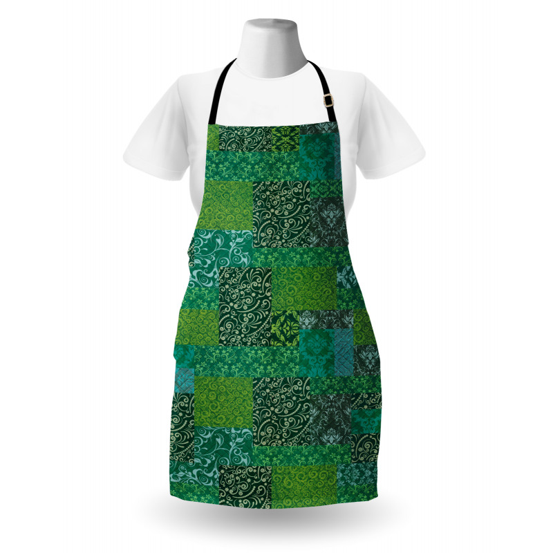 Curly Ornaments in Squares Apron