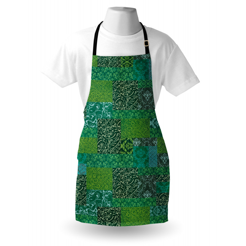 Curly Ornaments in Squares Apron