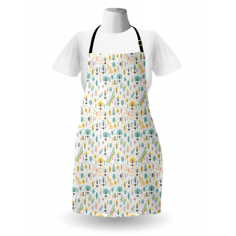 Winged Insects Flowers Apron