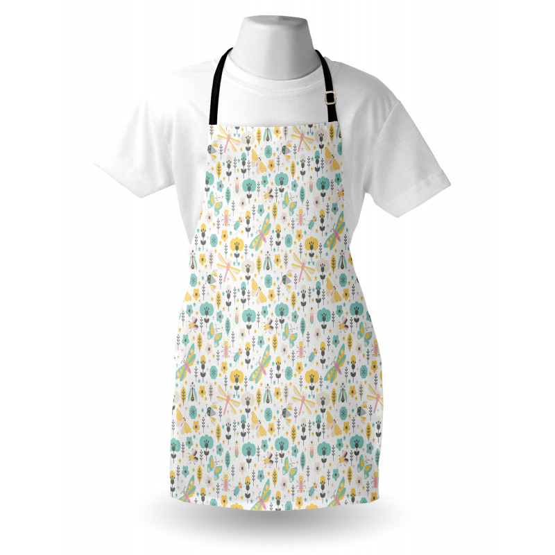 Winged Insects Flowers Apron