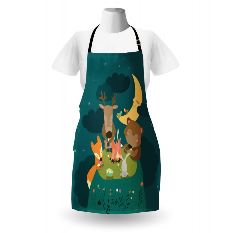 Forest Bonfire at Night Apron