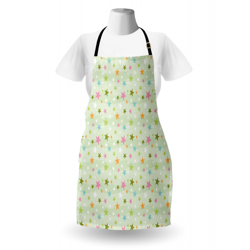 Colorful Stars on Pale Green Apron