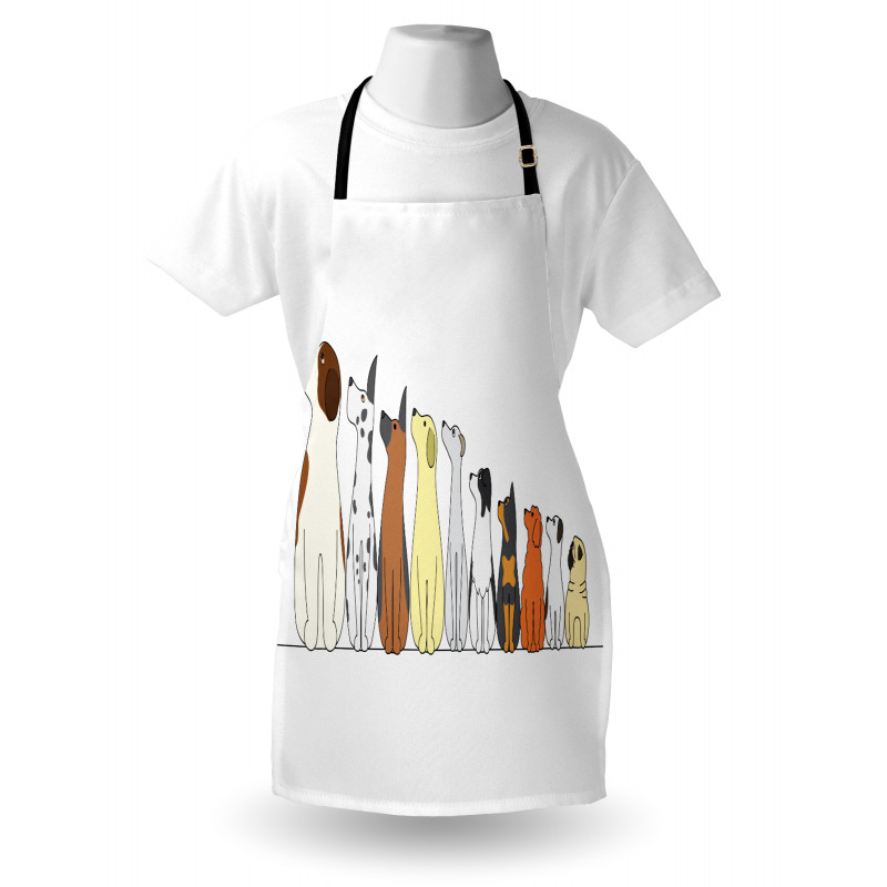 Dogs in a Row Looking Away Apron