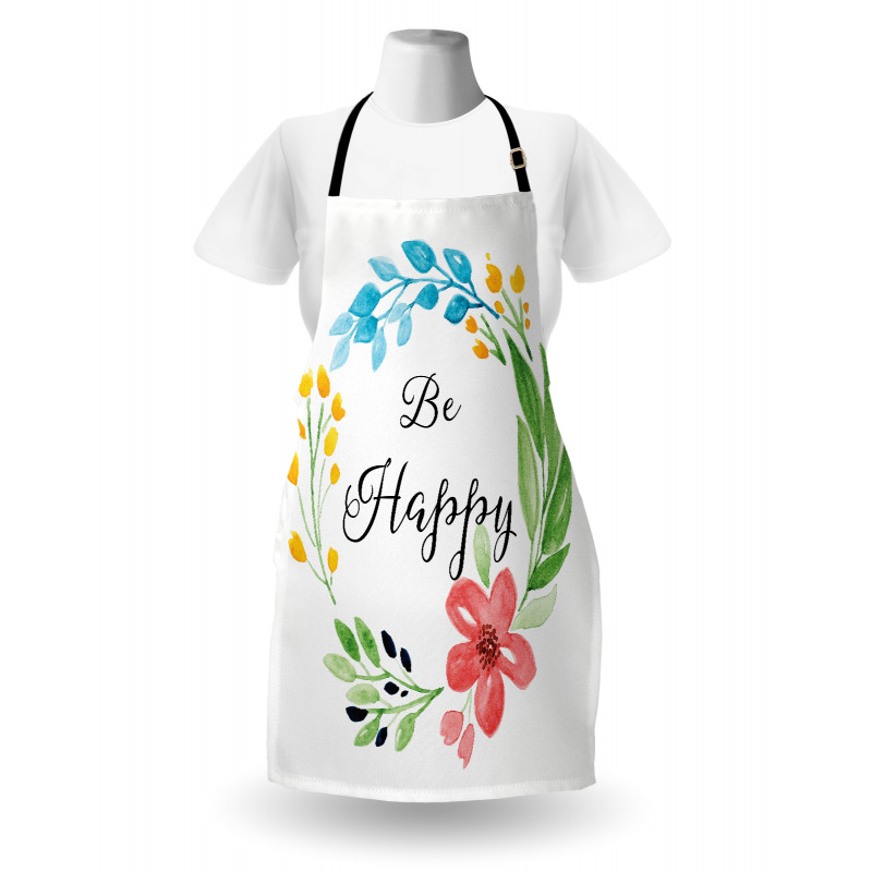 Watercolor Floral Wreath Apron