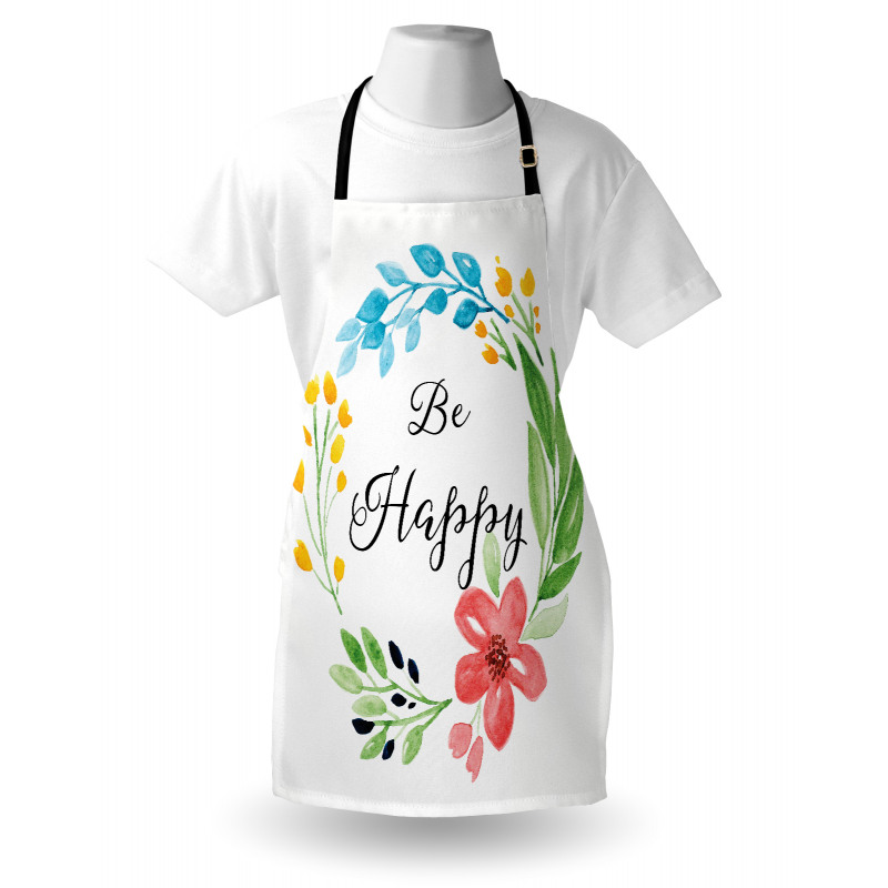 Watercolor Floral Wreath Apron