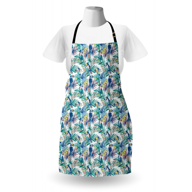 Toucan Bird Monstera Leaf Apron