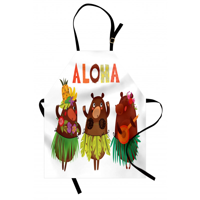 Funny Bears in Hawaii Apron