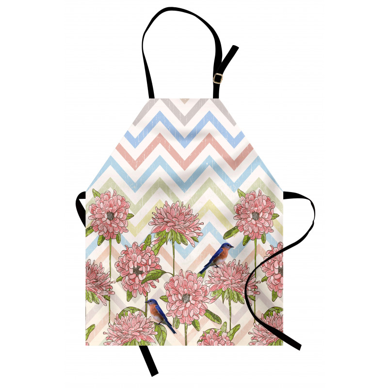 Zigzags Flowers and Birds Apron