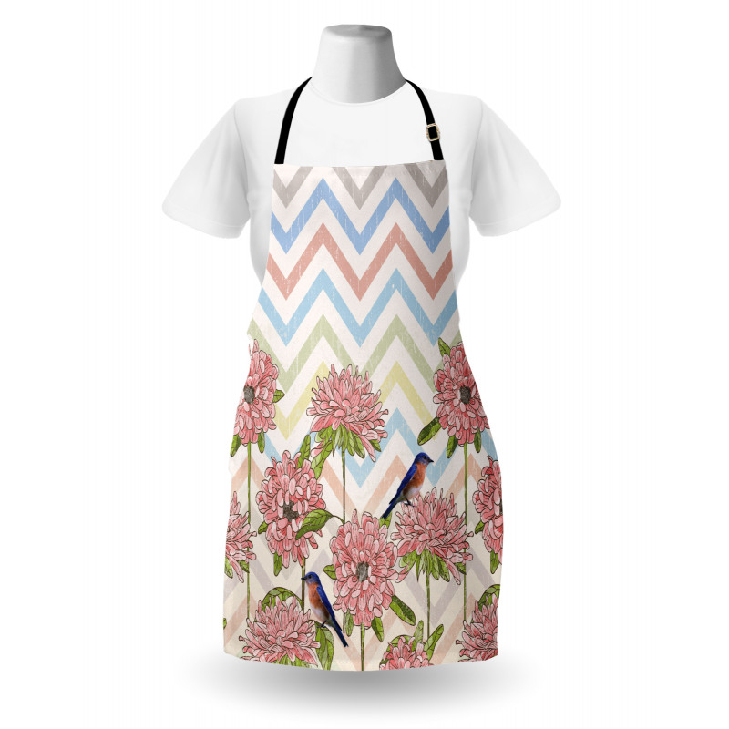 Zigzags Flowers and Birds Apron
