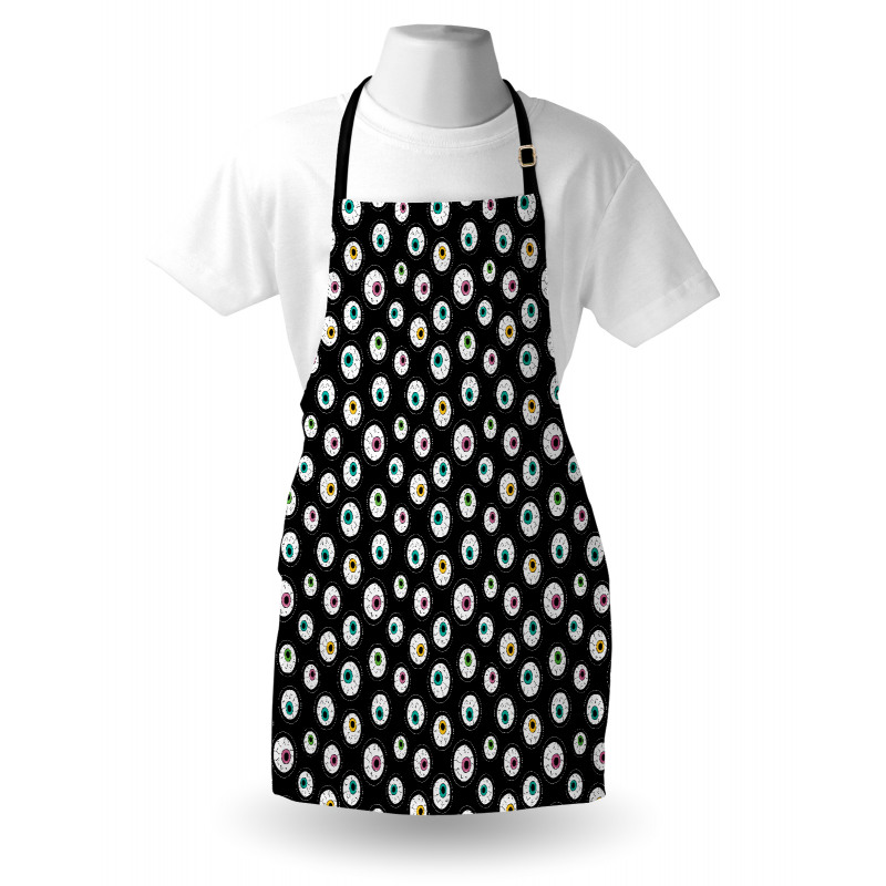 Dashed Circles Cartoon Eyes Apron