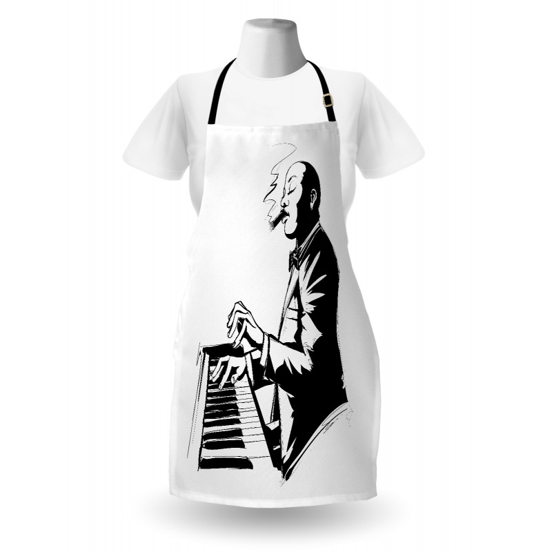 Jazz Pianist Sketch Artwork Apron