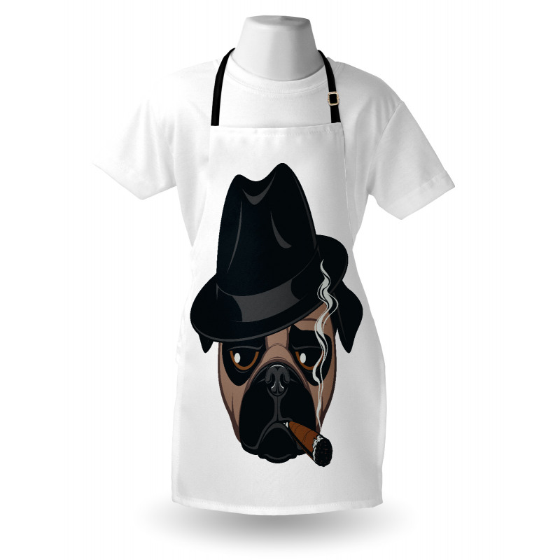 Cartoon Cool Pug Dog Portrait Apron