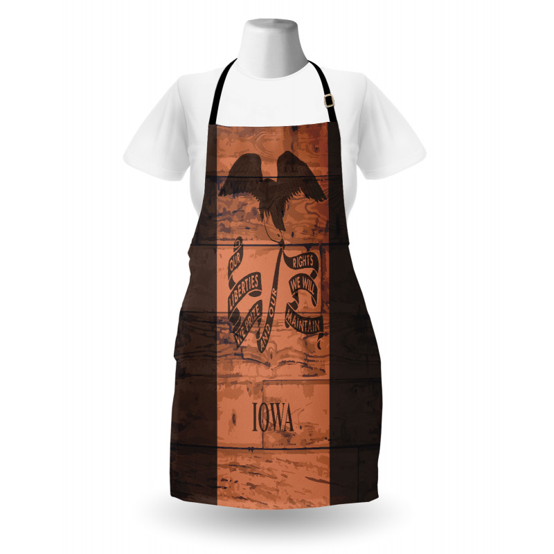 Iowa Flag on Wood Planks Apron