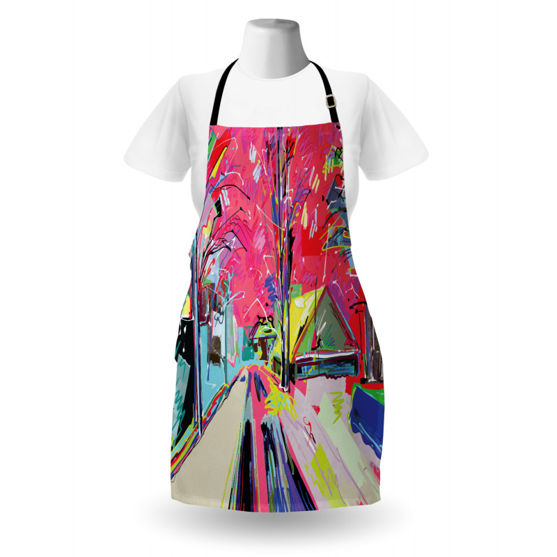 Funky Streets Sketch Trees Apron