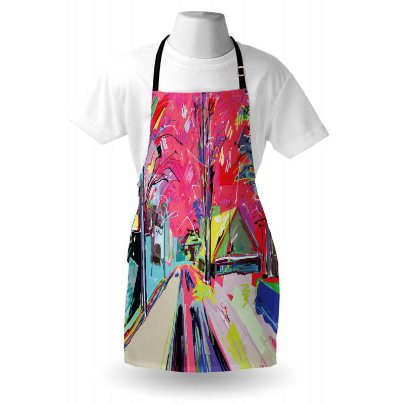 Funky Streets Sketch Trees Apron